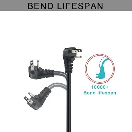 Miniatura 4 de Extensión de cable de alimentación y divisor en Y, adaptador de salida de 1 a 2 vías, NEMA 5-15P, enchufe plano de 90 grados a 2 NEMA 5-15R con SJT