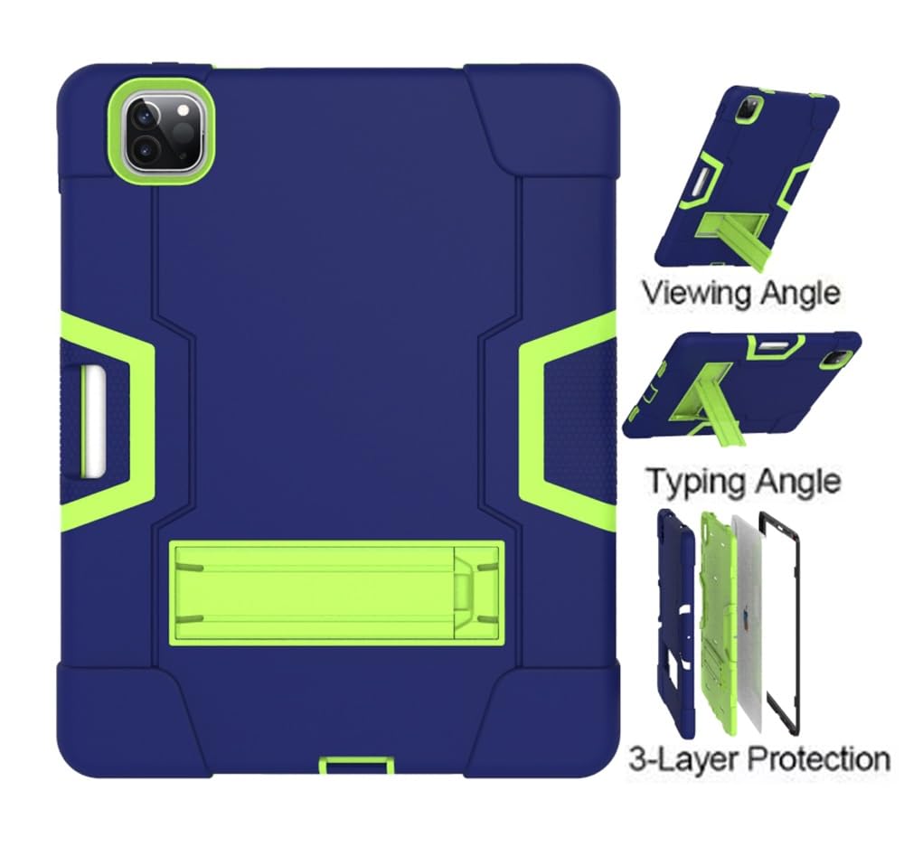 Custodia protettiva per tablet PC compatibile con iPad Pro 12.9 (2018/2020/2021/2022) Custodia con slot per penna Custodia in silicone per tablet con cavalletto, resistente antiurto guscio protettivo