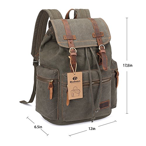 Bluboon Canvas Vintage Backpack Leather Casual Bookbag Men Rucksack thumb #7
