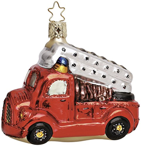 Christbaumschmuck Glas 8cm Feuerwehrauto mundgeblasen handbemalt...