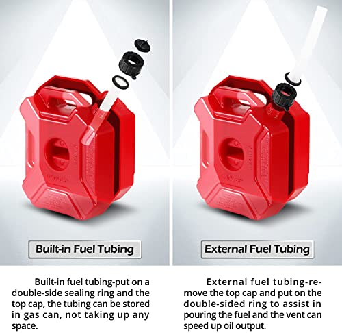 1.3 Gallon Fuel Gas Can With Lock And Keys Portable Gasoline Tank 5L Oil Petrol Storage Cans Spare Emergency Backup Petrol Tanks Mount For Motorcycle Suv Atv, Red #TOP2
