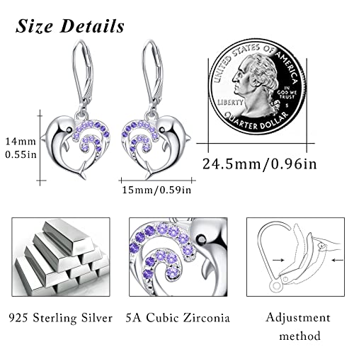 Dolphin Earrings 925 Sterling Silver Ocean Waves Earrings Dolphin Stud Earrings Dolphin Christmas/Valentine's Day/Mother's Day Jewelry Gifts For Women Teen Girls Dolphin Lovers #TOP2