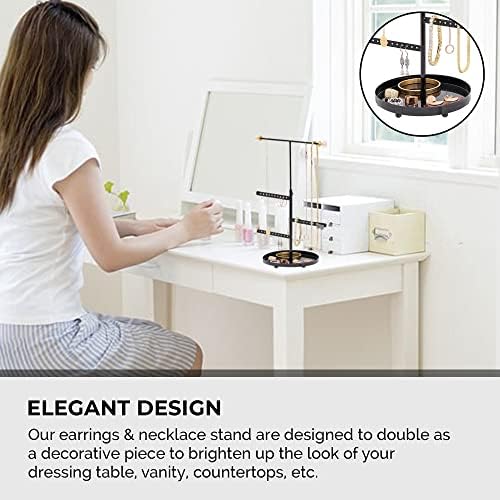 Sasha Morel Hanging Jewellery Organiser Stand, Tree Jewlery Necklace Stand Display and Earring Holder for Home, Decorative Hanging Storage for Necklaces, Bracelets, Rings, Earrings (Black)