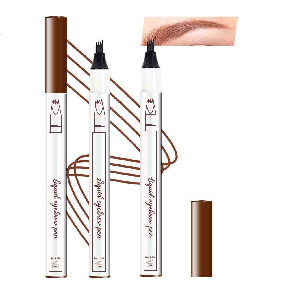 2 Pcs/Set Eyebrow Ink Pencil by Brow Stylist -Micro 4 Point Brow Pen Lift & Snatch Eyebrow Pen Kits with 3 Eyebrow Stencil Long-Lasting Waterproof