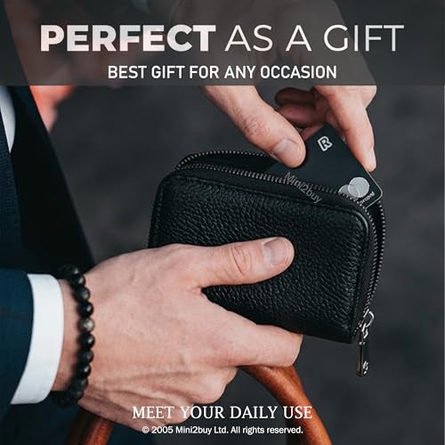 Image of MINI2BUY Leather Wallet Unisex for Large Capacity slot upto 25-30 Cards with RFID Blocking For Credit-Debit-Atm-Business Visiting (2.2 x 11 x 7.4 cm) Personal & Corporate Gift (Zipper Clouser) (Black)