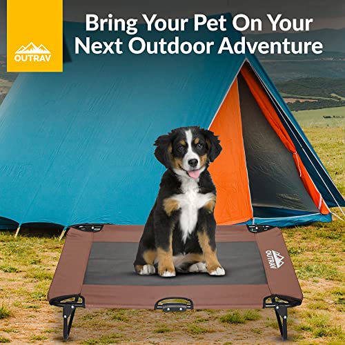 Elevated Dog Cot With Steel Frame - Foldable Raised Play And Rest Bed For Dogs And Cats - Heavy Duty Strong Material Dog Bed - Pet Cot With Bonus Storage Bag (Small 30” X 20” X 7”, Brown) #TOP6