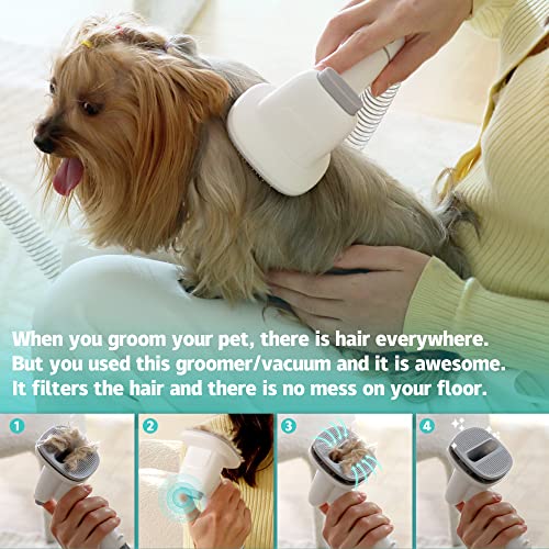 Lmvvc Grooming Kit With 2.3L Vacuum Suction 99% Pet Hair, Pet Grooming Vacuum Low Noise For Grooming With 5 Tools And 4 Different Lengths Clipper Guards For Dog Cat (White) #TOP3