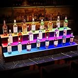 LED Liquor Bottle Display Shelf 3 Tier 40-Inch Lighted Bar Shelves,Acrylic Storage Rack with RF Remote & App Control Supports Power Bank Multicolor Lighting Shelf,Bottle Display Bar Shelves for Liquor