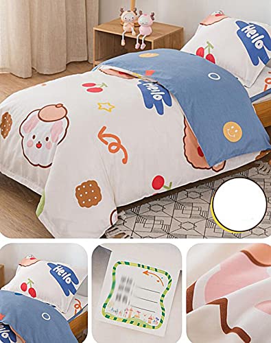Aanlun Kindergarten Three-Piece Baby Nap All-Cotton Quilt Cover Student Dormitory Six-Piece Cotton Bedding Set Down Jacket Quilt Suite Textile Children’s Bedding (Color : White 2, Size : 3Pcs) #TOP1