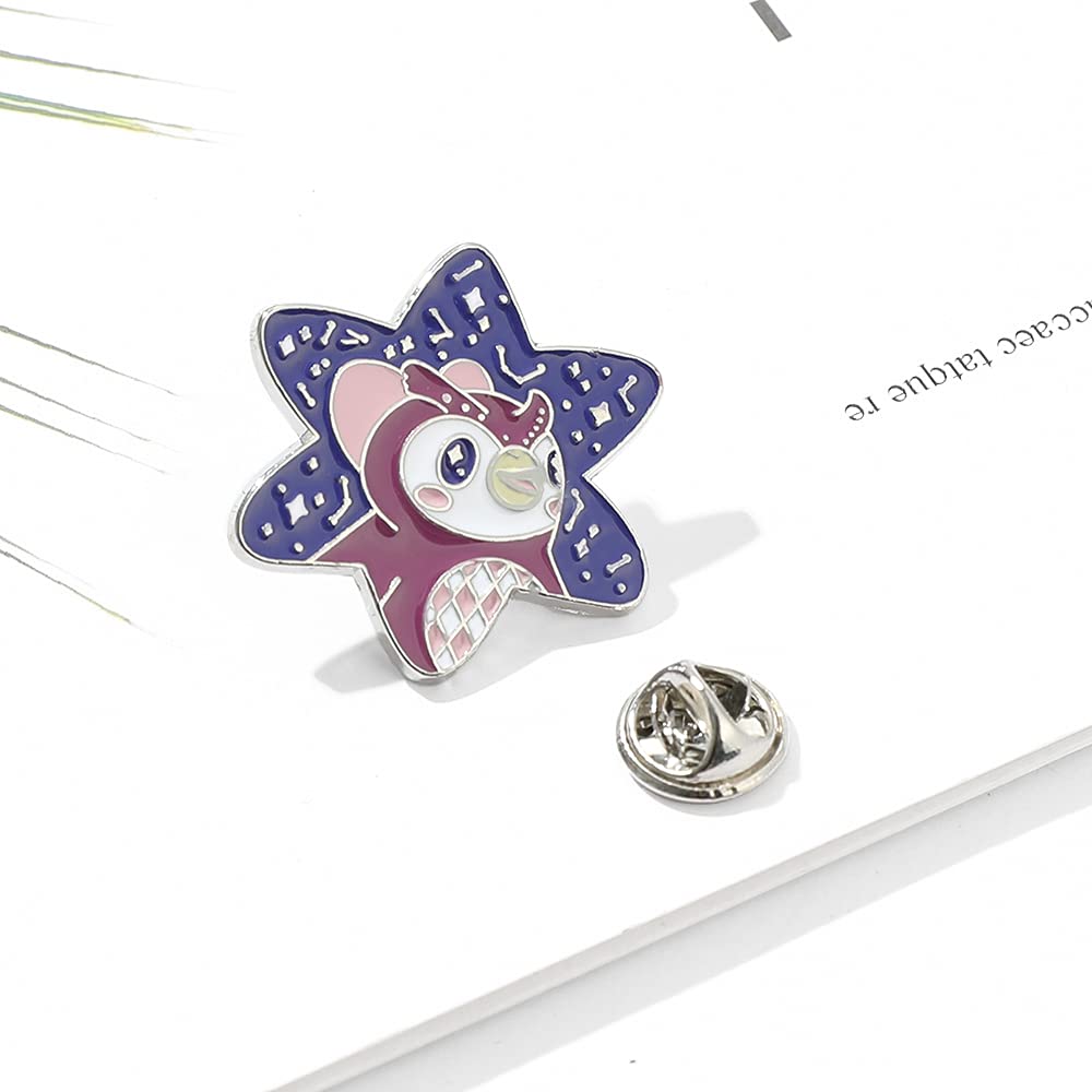 AnimalCrossing Game Series Enamel Pins, Cute Purple Owl Star Brooch Metal Lapel Pins Collection for Fans, Cartoon Owl Badges Pins for Backpack Bag Collection Gamer