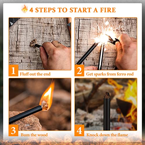 Juyrle Fire Starter Survival Tool, Emergency Survival Kit Include Magnesium Ferro Rod, High Speed Striker, Tinder Wax Impregnated Ropes, Multi-Function Survival Tool For Outdoor Camping Hiking #TOP6