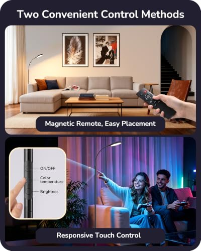 Image of EDISHINE 18W LED Floor Lamp for Living Room, Diamond-Surface, Black