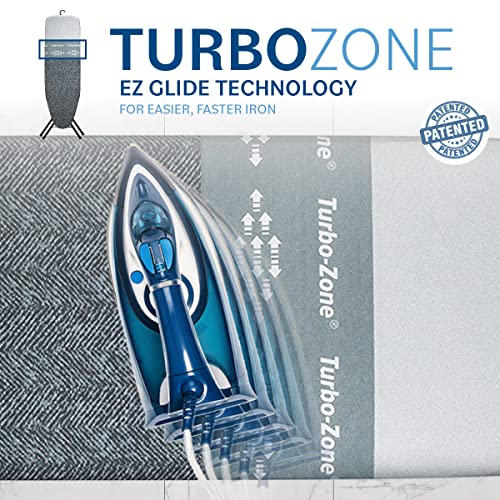 Bartnelli Pulse Ironing Board With New Patent Technology | Made In Europe With Patent Fast-Glide Turbo & Park Zone, With Smart Hanger, 4 Layer Cover Pad | 4 Premium Steel Legs (Size 43X13) #TOP2