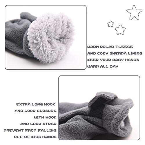 Toddler Infant Winter Mittens Lined With Fleece Easy-On Baby Boy Girls Warm Gloves Outdoor (A-Grey, M (1-2 Years)) #TOP1