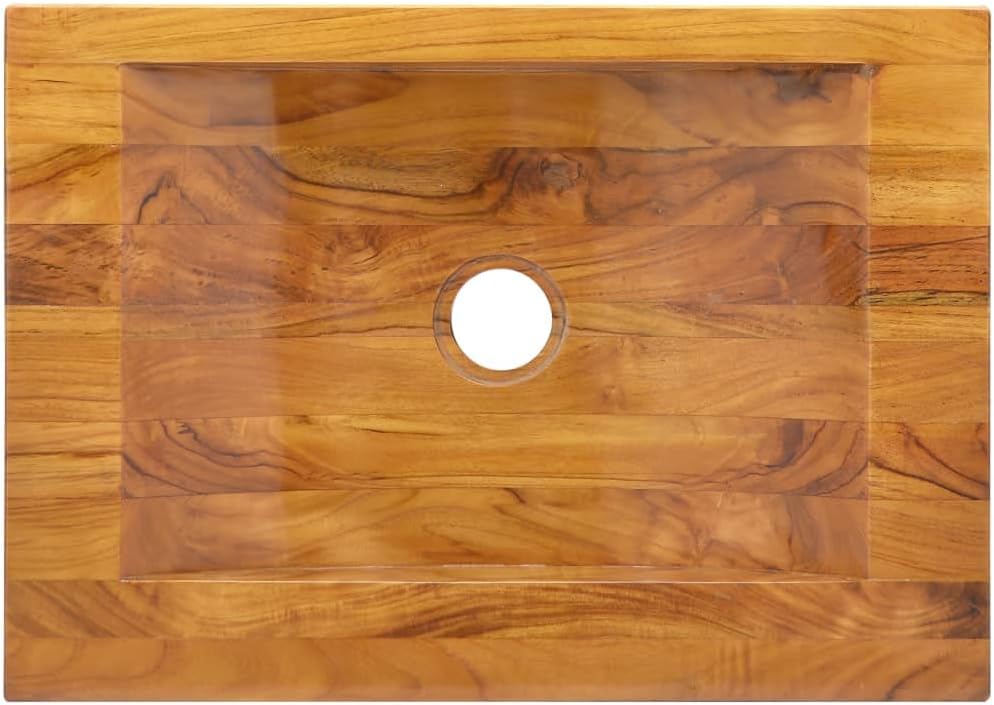 vidaXL Basin Wash Basin Countertop Sink for Washroom Bathroom Solid Wood Teak