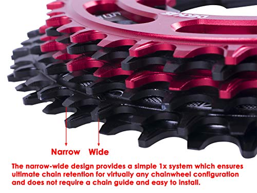 BestPartsCom Elite 104mm BCD 32T 34T 36T 38T Narrow Wide Single Chainring Round Oval 1X System AL7075 CNC Ultralight Bicycle Chainwheel Single Chain Ring fit MTB XC Trail (Black Oval, 34T)