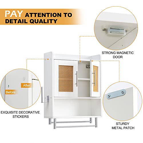 Suntage Bathroom Wall Cabinet, Over Toilet Storage Cabinet W/2 Towel Bar, Paper Roll Holder & Adjustable Shelf In 9 Combinations, Medicine Cabinets Ideal For Bathroom, Please Note (Random Color) #TOP3