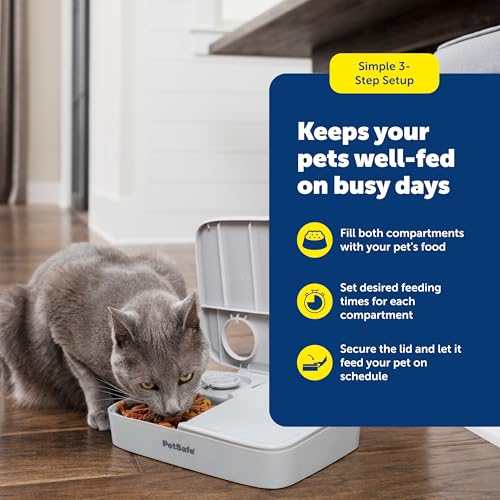 PetSafe Analog 2 Meal Programmable Pet Feeder, Automatic Dog and Cat Feeder - Dry or Semi-Moist Pet Food Dispenser, Slow Feed Portion Control (3 Cup/16 Ounce Total Capacity), Tamper-Resistant Design - Image 6