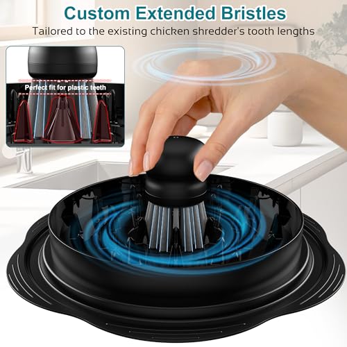 Image of Mini Dish Brush for Cleaning Chicken Shredder, Palm Brush Dish Scrubber with Ergonomic Grip, Kitchen Brush for Washing Dishes, Pans, Pots, Sink (1, Black)