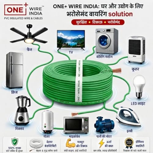 Image of 0.75 SQMM |Green | 90 meter | PVC Insulated Industrial Multistrand CCA Copper Wire | High Purity Copper | Triple Layer Protection | FR Rated | Heavy Duty Electrical Cable | 10 Guage