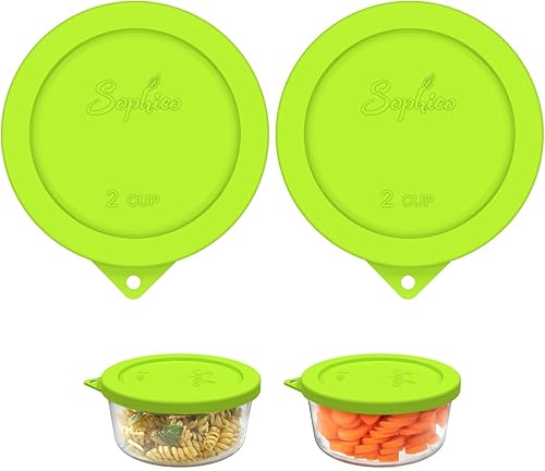 SOPHICO - Tapas de repuesto redondas de silicona para recipientes de 2 tazas, compatibles con Pyrex 7200-PC y cuencos de vidrio Anchor Hocking