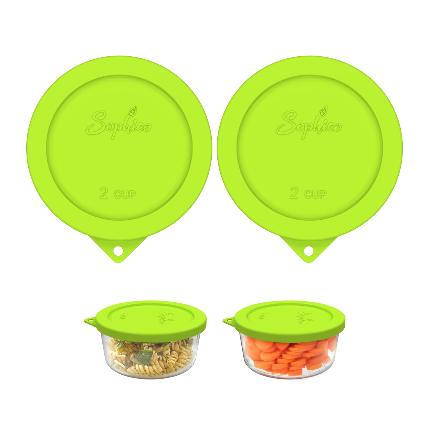 SOPHICO 2 Cup Silicone Lids Replacement for Pyrex &amp; Anchor Hocking 7200-PC