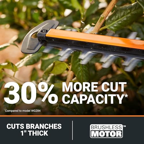 WORX Nitro 24" Cordless Hedge Trimmer, Electric Hedge Trimmer with Dual-Action Blades & 3400 SPM, Brushless Bush Trimmer with 180° Rotating Handle, 2 Batteries & Charger Included, WG286 - Image 5