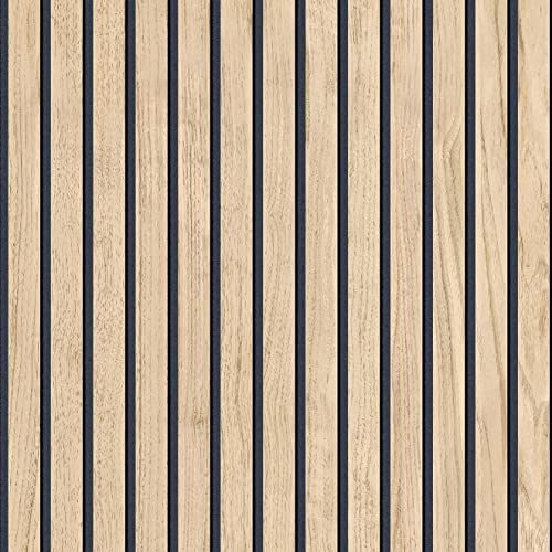Belgravia Decor Panacea Papier Peint Lattes Bois Chêne Clair - Beige/Noir - Belgravia 1158