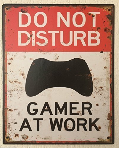 Panneau en fer blanc avec inscription "do not disturb gamer at work retro 25 x 20 cm Cover