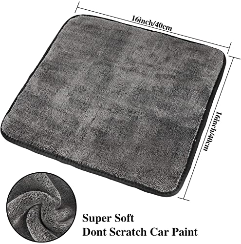 Image of Auto Hub Heavy Microfiber Cloth 500 GSM (Size 60cm x 40cm) /Pack of 3,for Car Cleaning and Detailing, Double Sided, Extra Thick Plush Microfiber Cloth Lint-Free, Color:- Grey