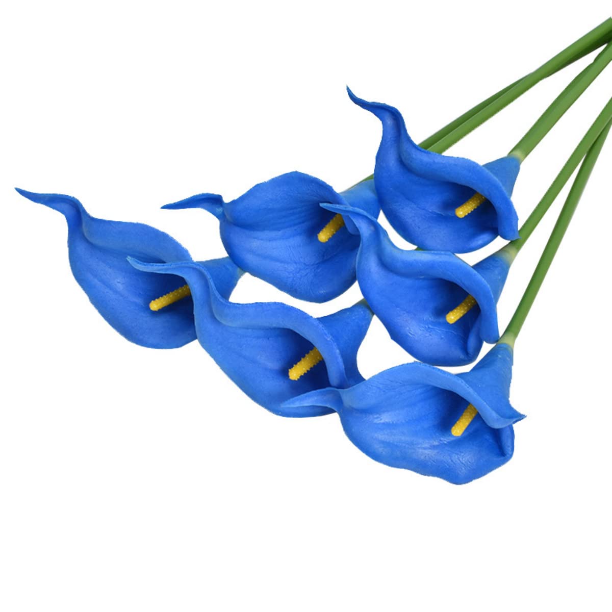 HAOSHICS Artificial Calla Lilies, Realistic Latex Calla Lily with Soft PU Stem, Elegant Flower Decoration for Bridal Wedding, Home, Party, Office, DIY Floral Arrangements (10, Blue)