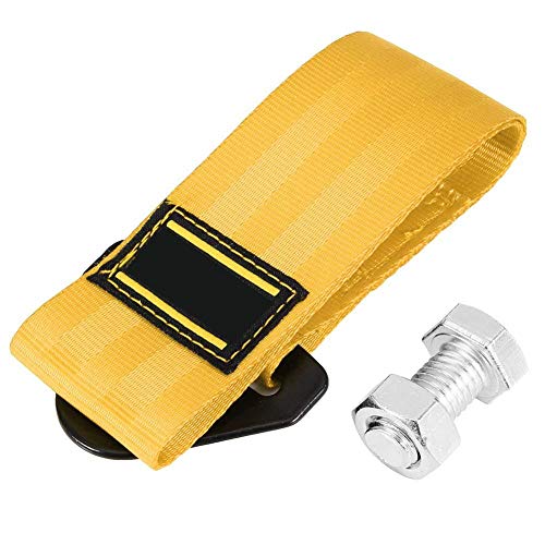 KIMISS 2 Tons High Strength Car Trailer Towing Rope, 10.8in Front Rear Bumper Hook Racing Tow Strap Recovery Tow Strap with Hooks (Yellow)