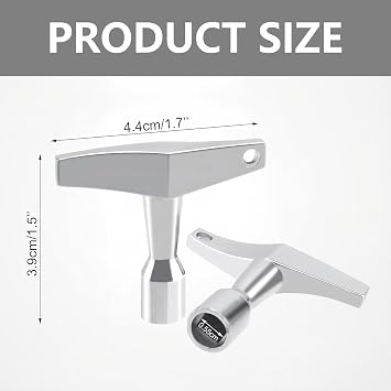 2PCS Drum Key - Drum Tuning Key - Quadrilateral Drum Tuner Key - Acoustic & Electric Drum Kit Tool - Chrome Alloy - With Drill Bit Adapter (Silver)