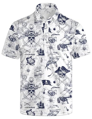 Golf Polo Shirts for Men Moisture Wicking Quick Dry Mens Golf Shirts 4-Way Stretch Funny Polo Short Sleeve