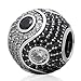 Produktbild Yin und Yang Charm aus echtem 925er Sterlingsilber mit Tai Chi-Symbol mit klarem und schwarzem Zirkonia, passend für europäische Charm-Armbänder