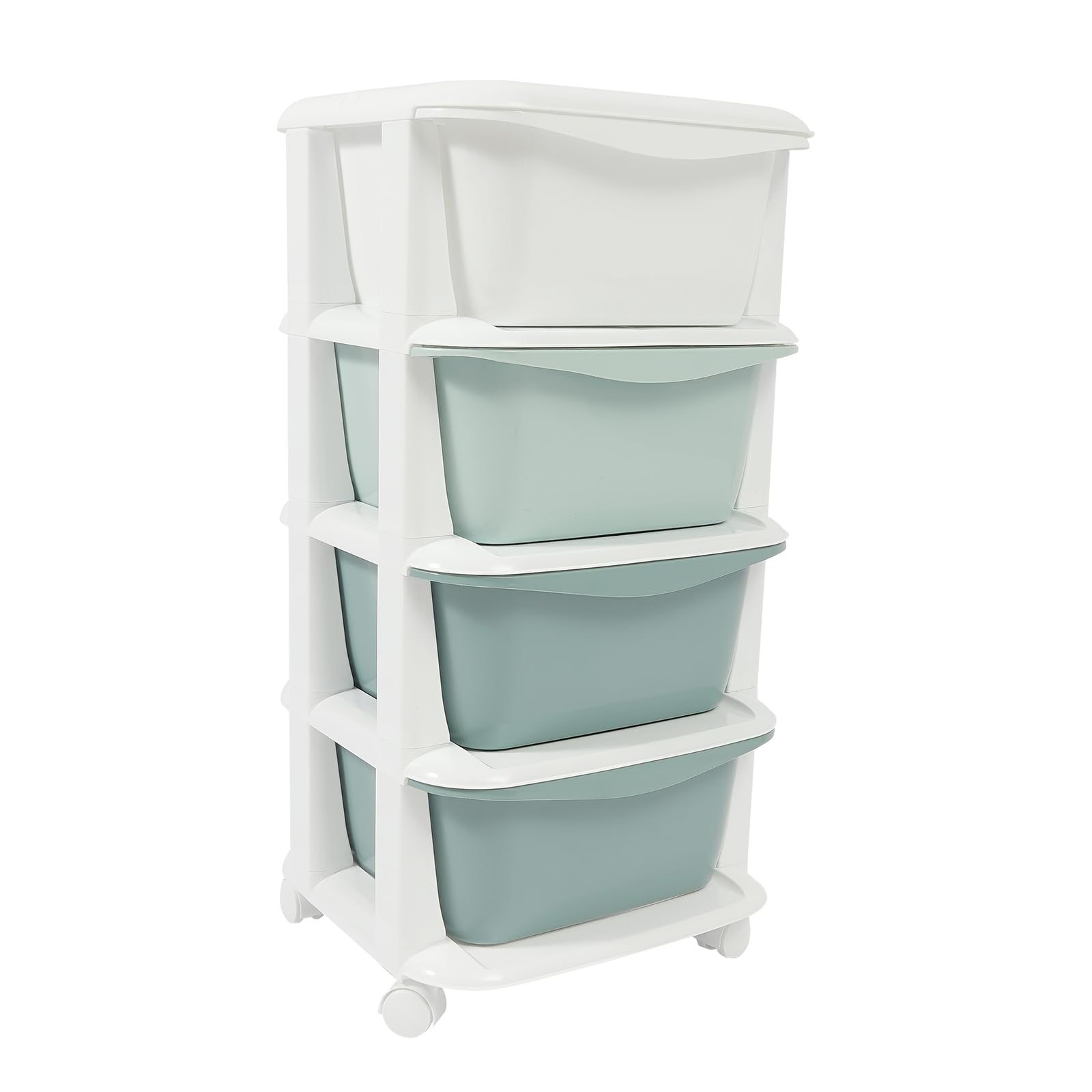 TITIDU 4 Tier Gradient Organizer Storage Box with Wheels Pushable,Kids Storage Unit,Toy Organizer for Kids Bedroom Living Room for Boys Girls Toddlers,Gradient Green