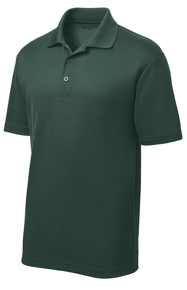 DRIEQUIP Moisture Wicking Mens Short Sleeve Polo Tee-3XL-DarkForestGreen