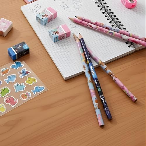 Image of Crackles CracklesCrackles Pencil Sets Stationery for Kids | Birthday Return Gifts for Boys & Girls | Multi Designs & Colors | Cartoon Printed Pencils for School & Party Favors - Pack of 24