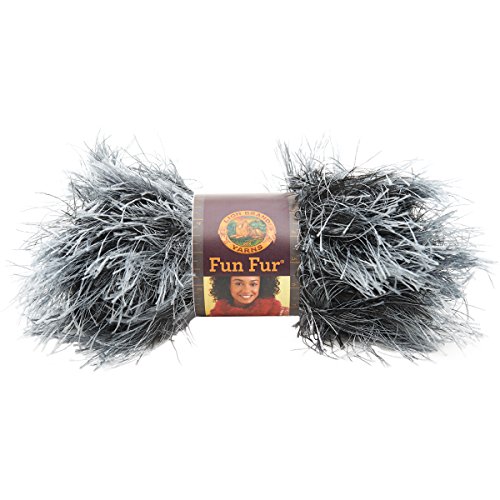 Lion Brand Yarn 320-150M Fun Fur Yarn, Onyx