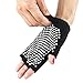 Crown Sporting Goods Fingerless Yoga Gloves with Slip-Free Texturizing Beads, Black