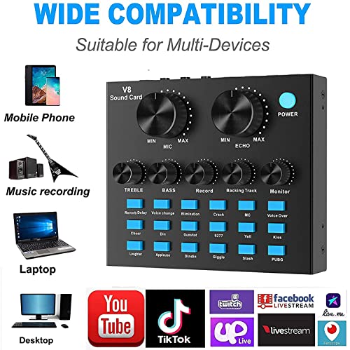 DJ Controller Mischpult Soundkarte, OMCGHOM Audio Interface Mischpulte Usb Mikrofon DJ Pult Mixer Voice Changer… - Image 4