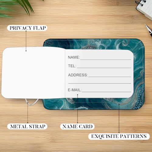 Image of Jeweled Sea Turtle Luggage Tags 2 Pack, PU Leather Privacy
