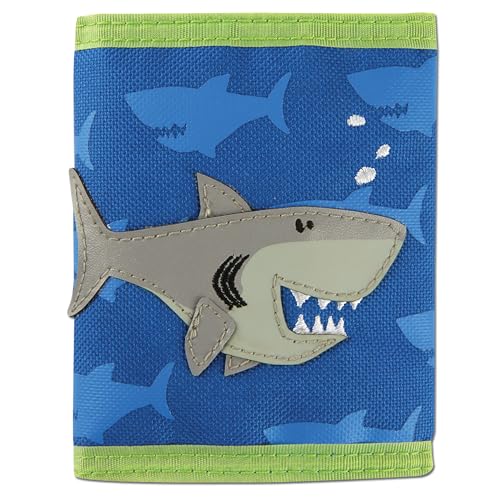 Stephen Joseph, Kids Unisex Wallet, Toddler Wallet for Boys and Girls with Applique Designs, Screen Printed Zippered Coin Pocket, Shark