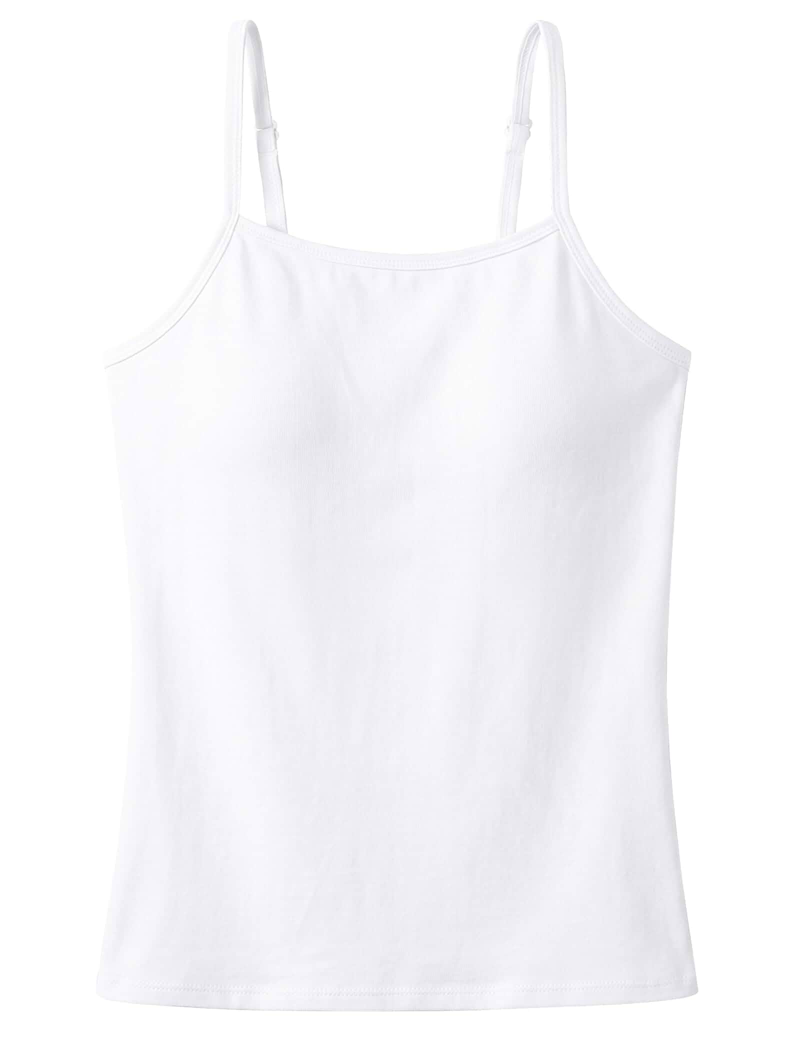 BOOPH Girls Camisole Undershirts Kids Cotton Tank Tops Training Bra Basic Spaghetti Strap Cami with Pads for Teen Toddler Girl 9-14 Years