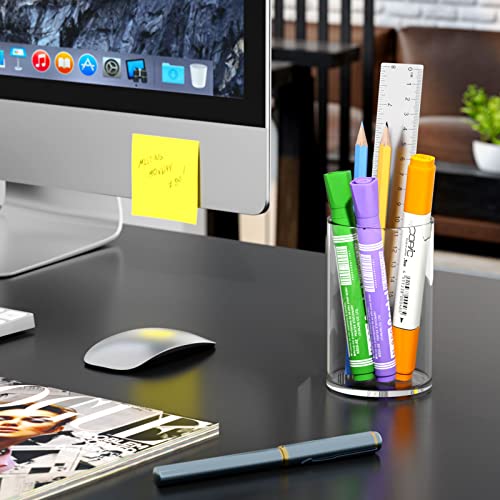 Niubee Acrylic Pen Holder 2 Pack,Clear Desktop Pencil Cup Stationery Organizer For Office Desk Accessory -Round #TOP5