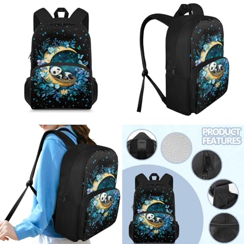 Panda Moon Boys Girls Backpack for Kids Schoolbags - Lightweight Kanpack for Teens Bookbag Set with Lunch Box & Pencil Case2