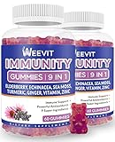 9 in 1 Immune Support Gummies with Elderberry, Echinacea, Sea Moss, Turmeric, Ginger, Zinc, Vitamin