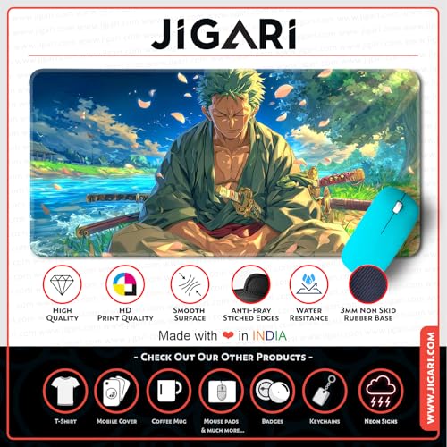 Image of Anime Theme Printed XL Extended Stich Edge Mousead | Smooth Surface Gaming Mousepad with Anti-Slip Rubber Base | 3mm Thick - 11 x 23 Inch (One Piece (P102))