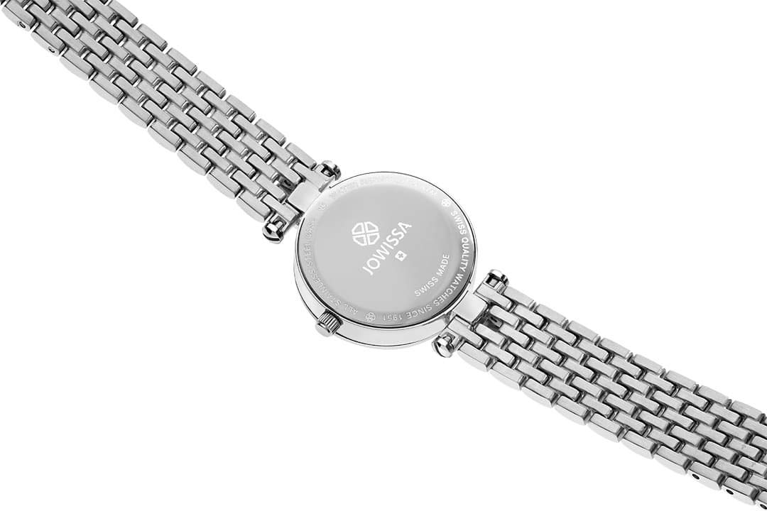 JOWISSA Weiss/Silber Facet Strass Schweizer Damenuhr J5.636.S