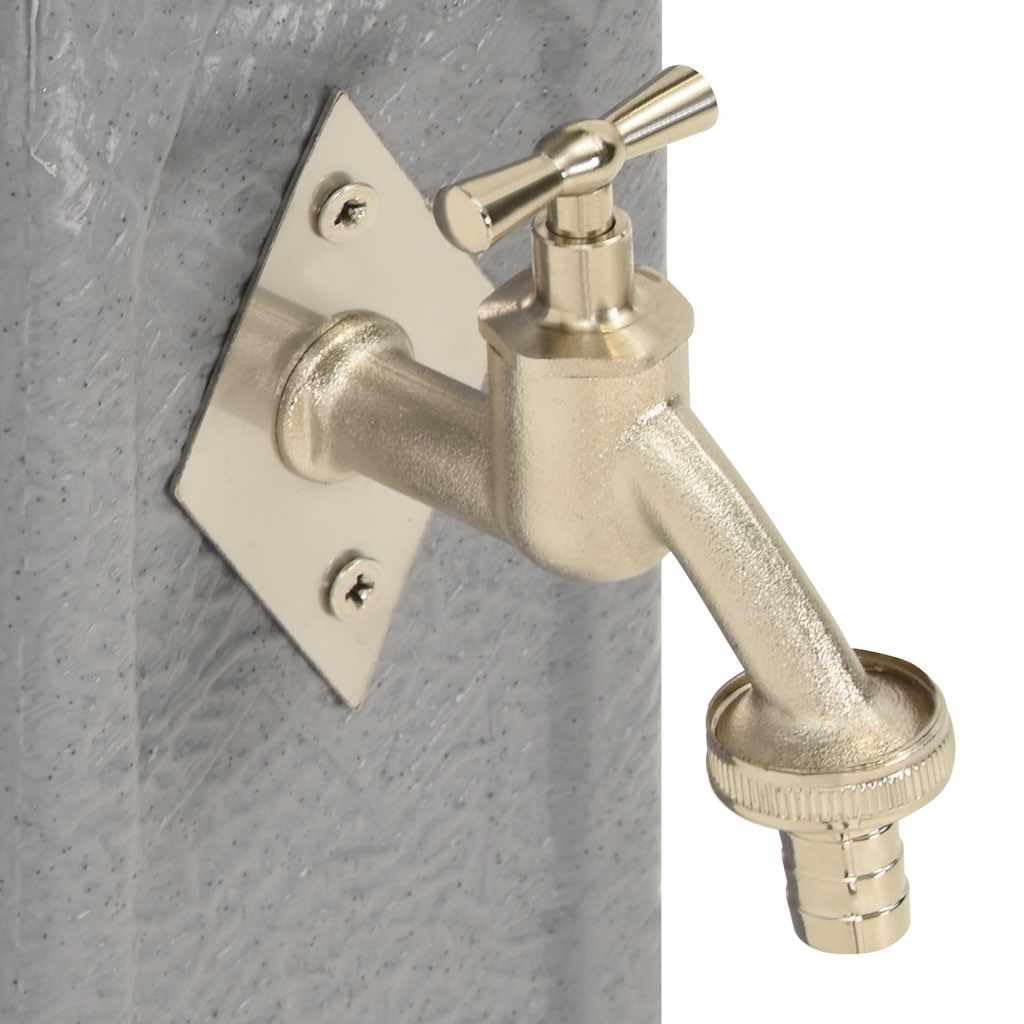 vidaXL Cisterna de Jardín con Grifo Patio Exterior Fuente Columna de Agua Conectar Mangueras Regar Plantas Flores Aspecto de Piedra Gris Claro